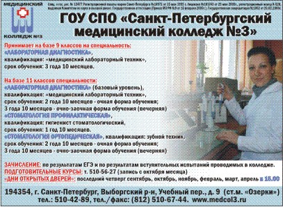 ГОУ СПО Санкт-Петербургский медицинский колледж №3