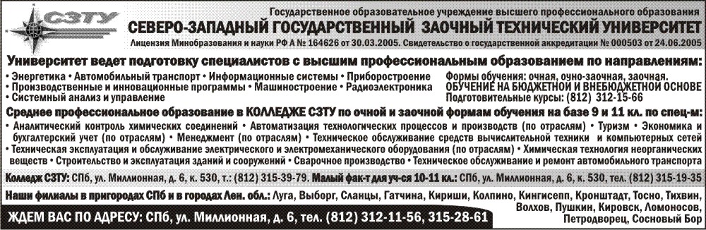Северо-западный государственный заочный технический университет
